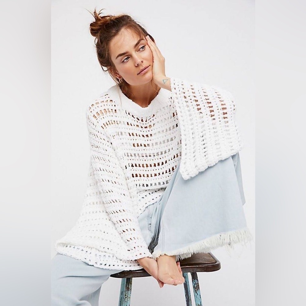 Free People Small bell sleeve crop sweater